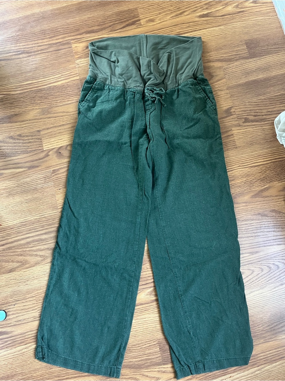 Old Navy Olive Green Linen Maternity Pants